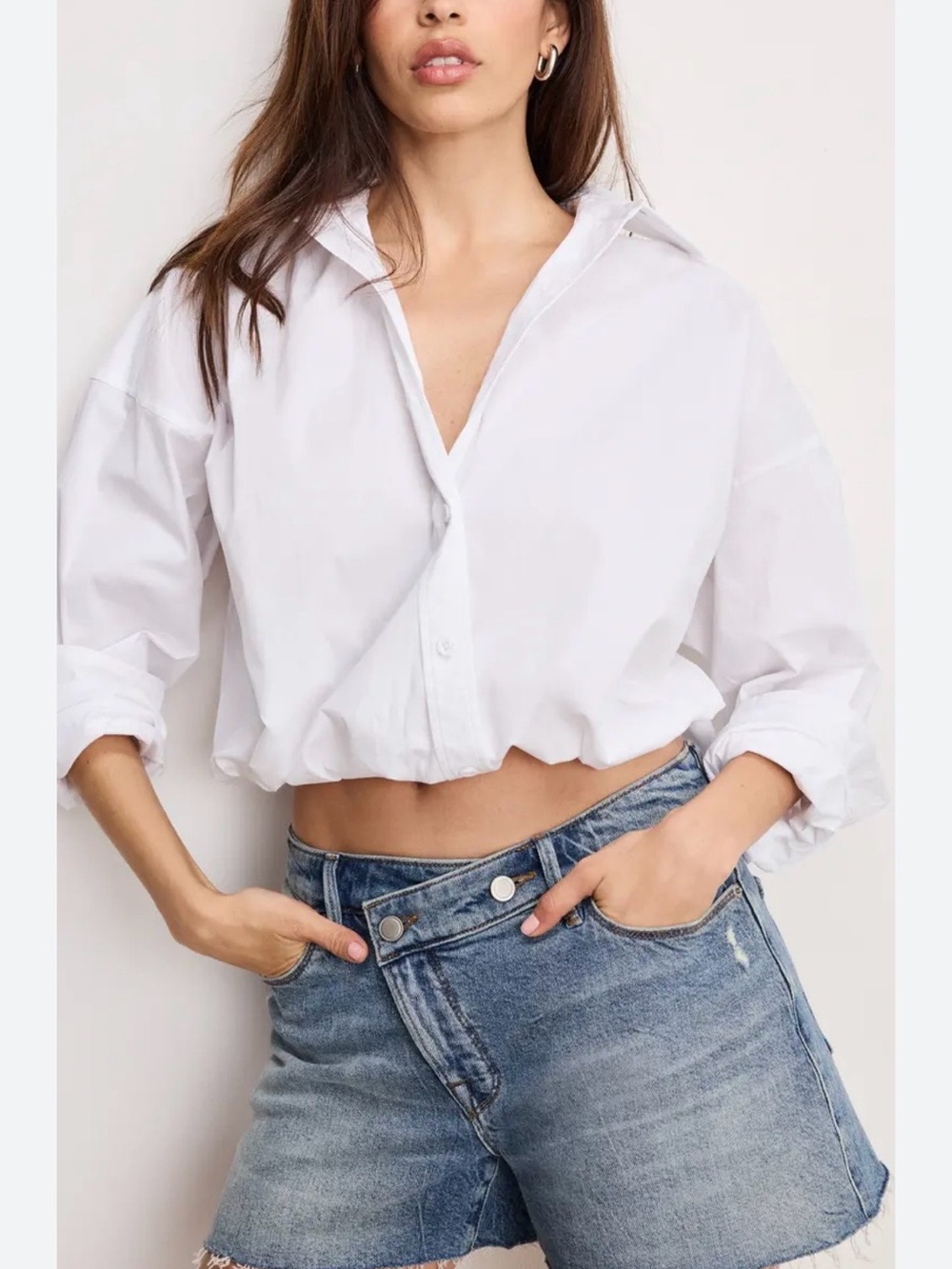 zara blouse White Xs Over Size Long-sleeve crop top